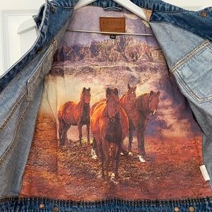 Vintage denim vest with horse detail